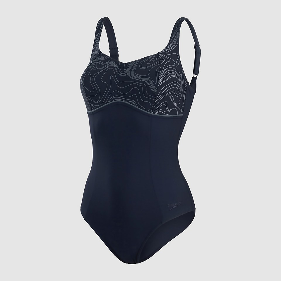 Maillot de bain Femme Contourlustre Printed bleu marine/gris