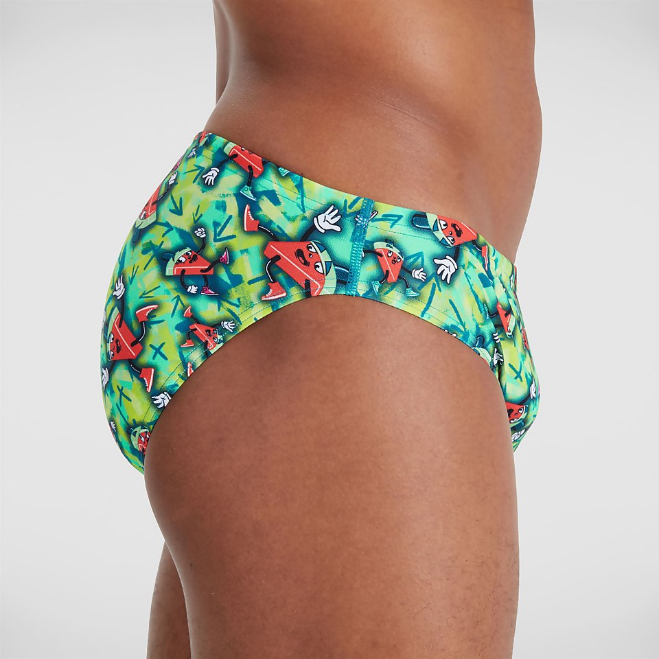Men's Allover 5cm Brief Green/Pink