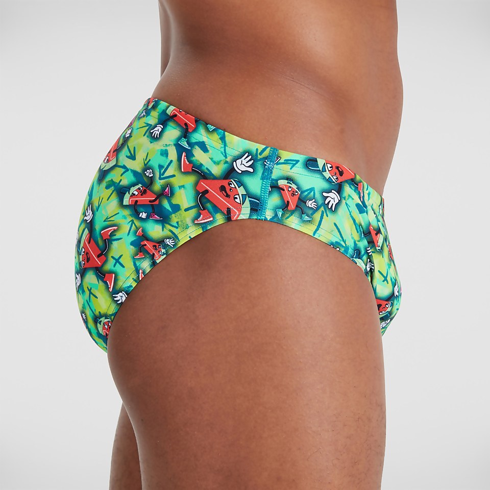 Men's Allover 5cm Brief Green/Pink
