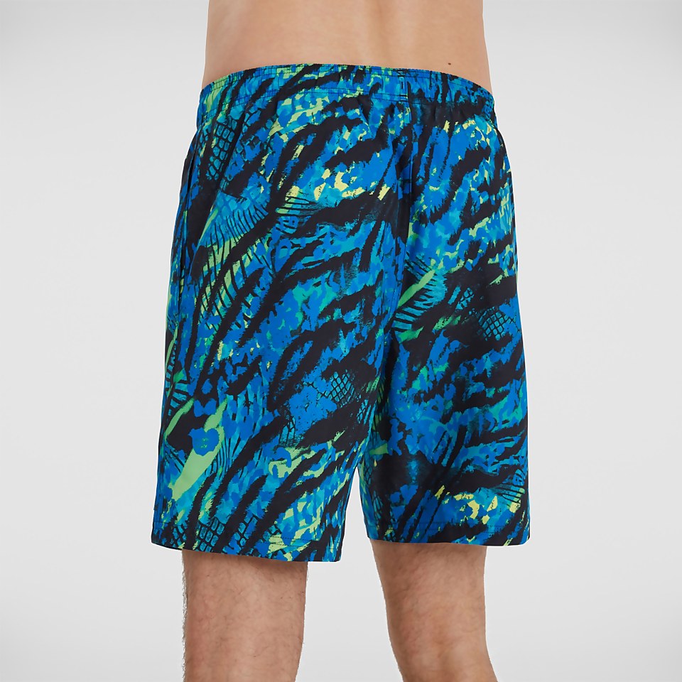 Men's Print Leisure 18" Swim Short Black/Blue