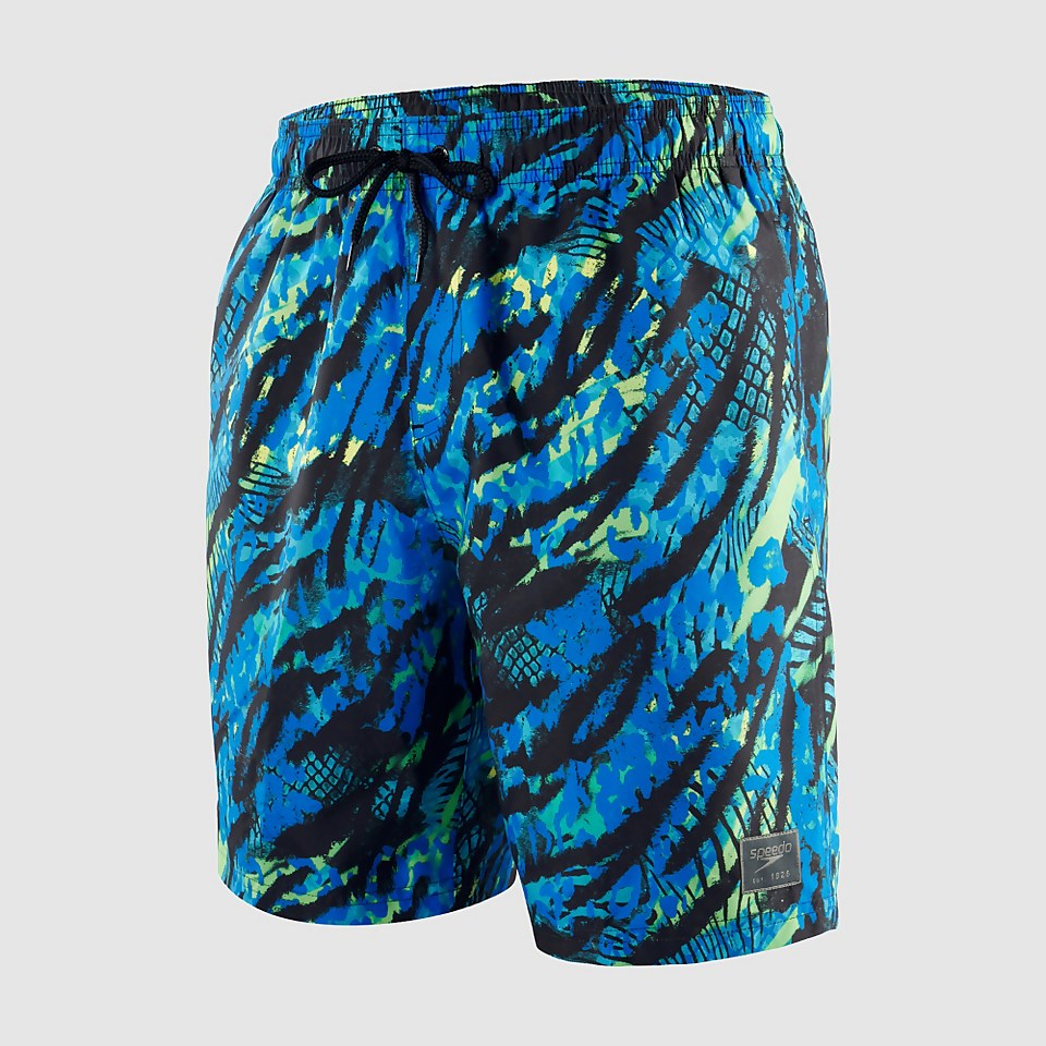 Men's Print Leisure 18" Swim Short Black/Blue
