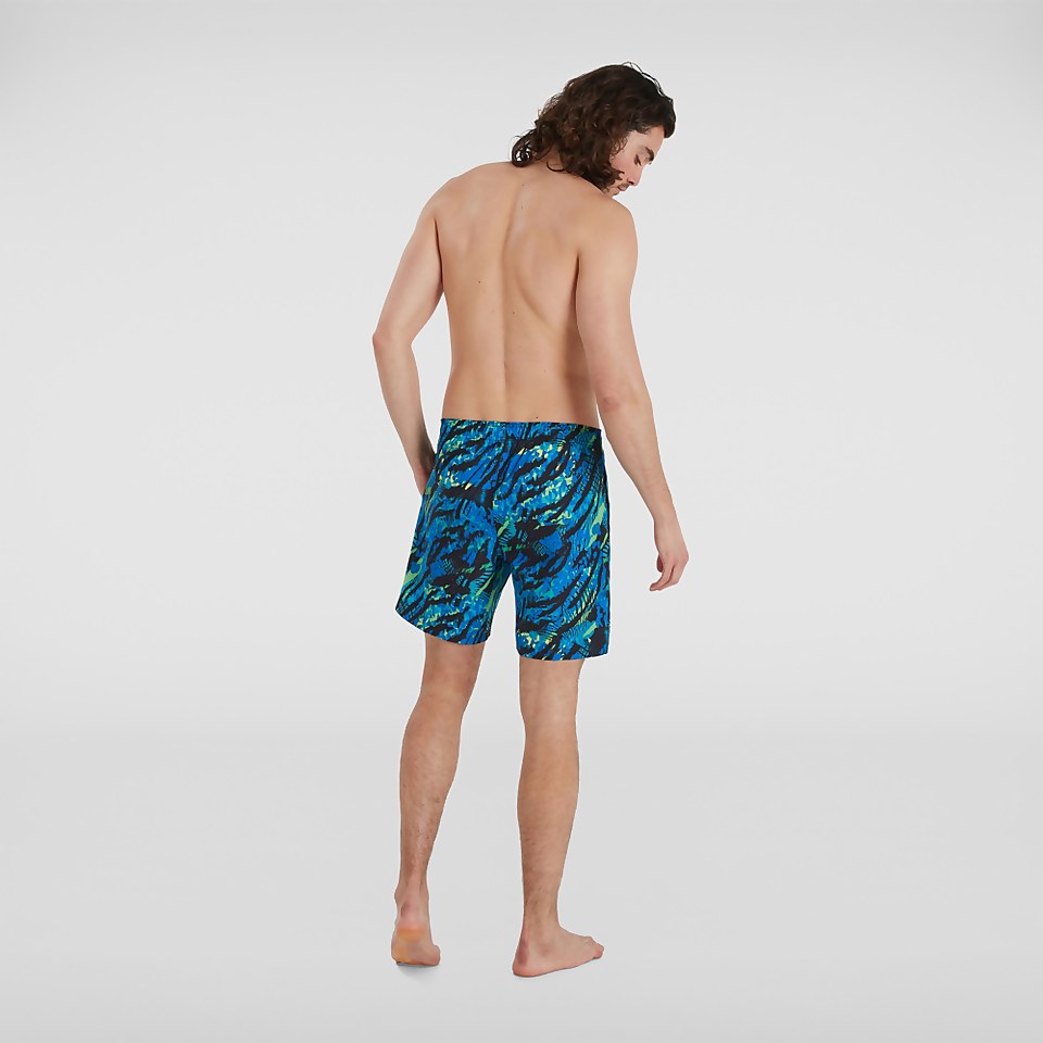 Men's Print Leisure 18" Swim Short Black/Blue