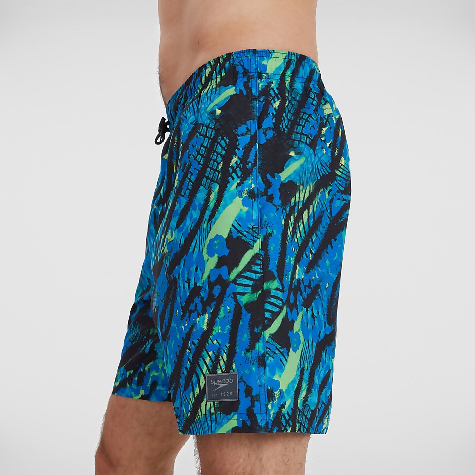 Men's Print Leisure 18" Swim Short Black/Blue