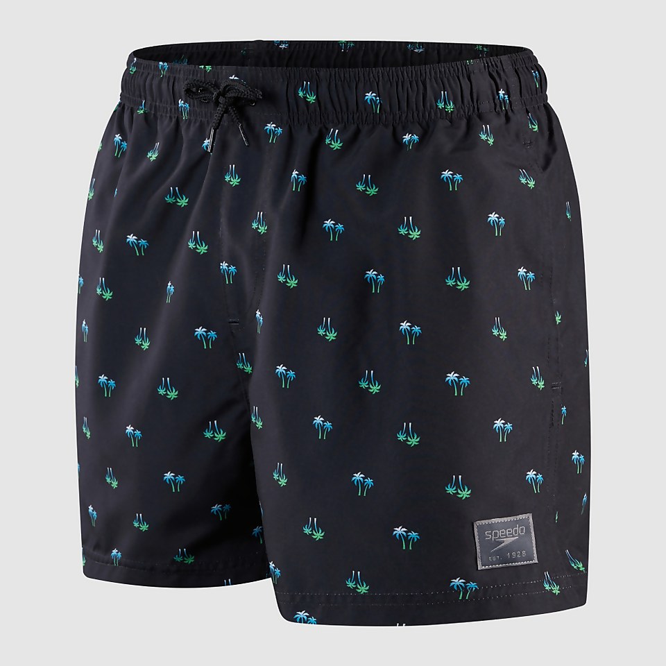 Men's Print Leisure 14" Swim Short Black/Blue