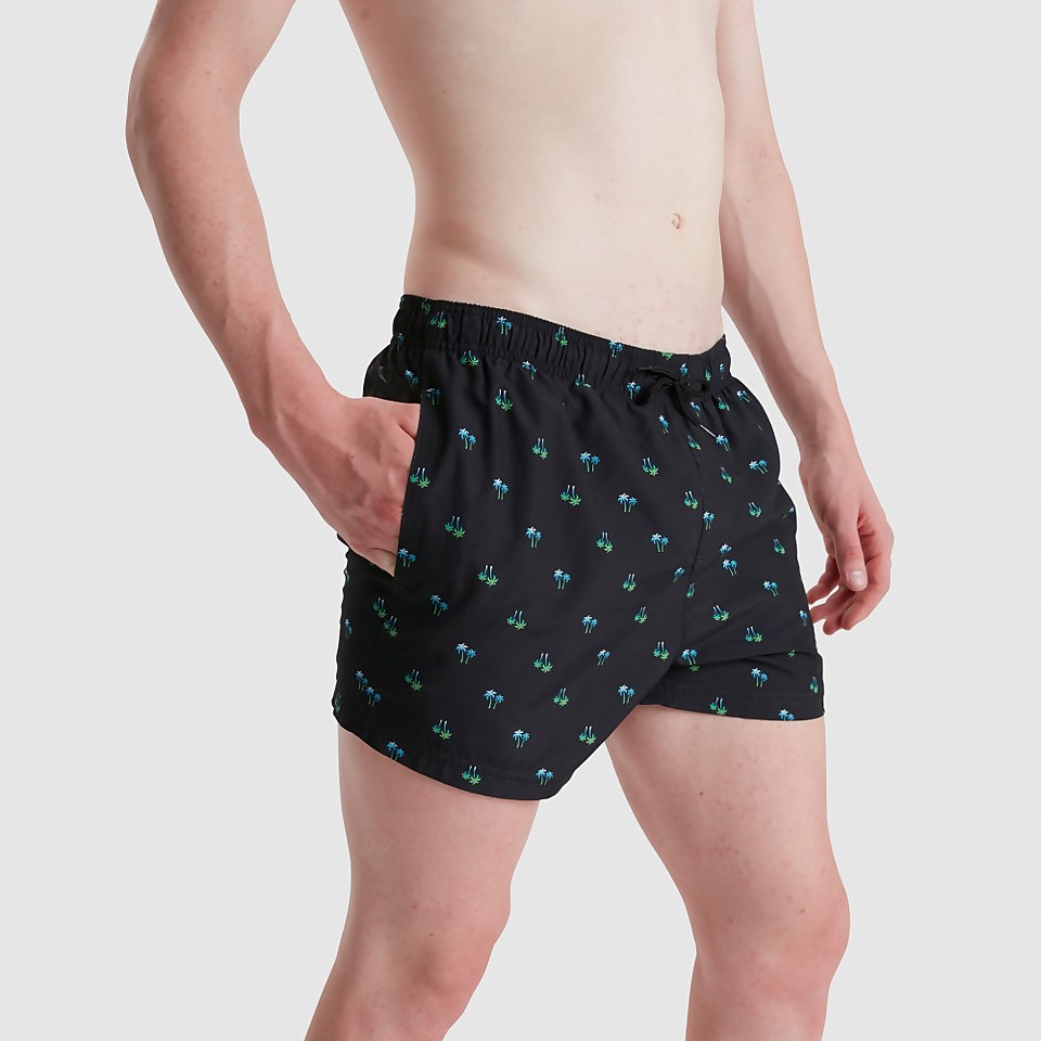 Men's Print Leisure 14" Swim Short Black/Blue