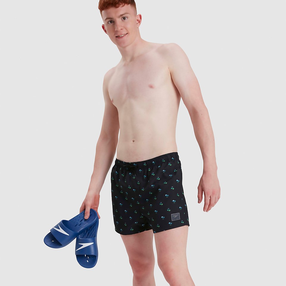 Men's Print Leisure 14" Swim Short Black/Blue