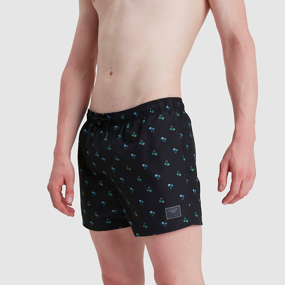 Men's Print Leisure 14" Swim Short Black/Blue