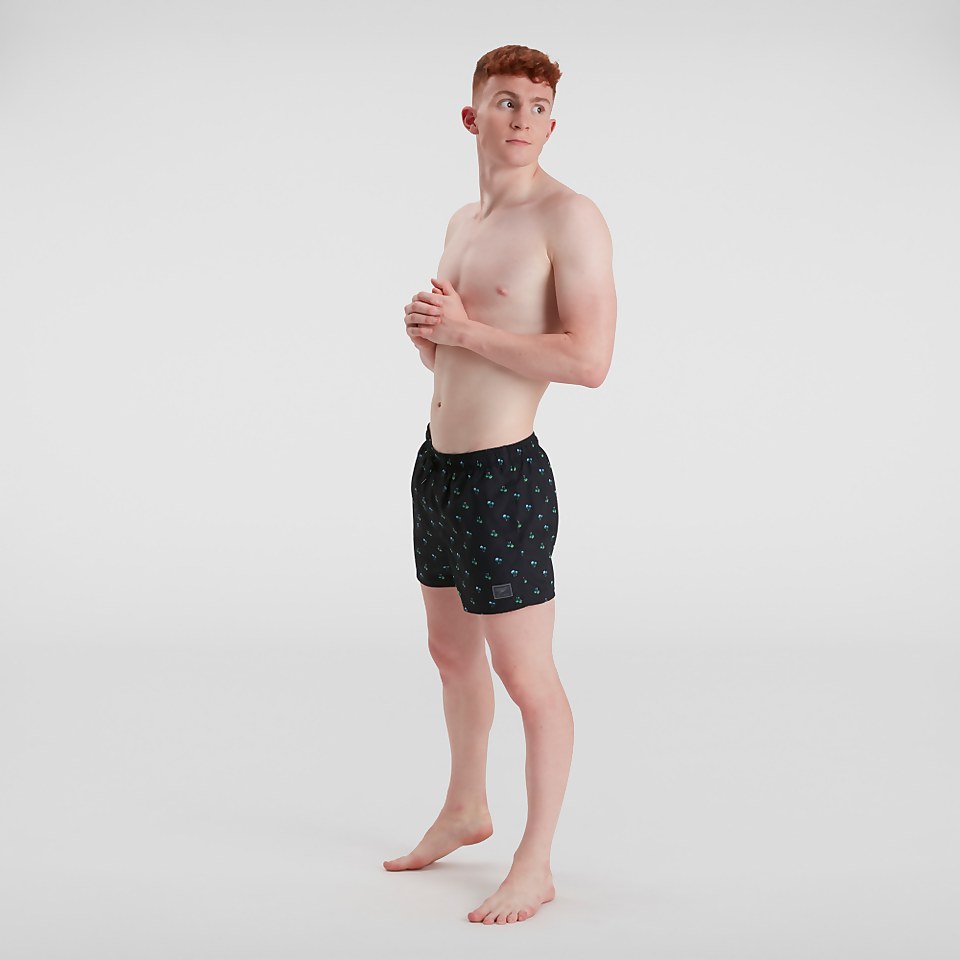 Men's Print Leisure 14" Swim Short Black/Blue