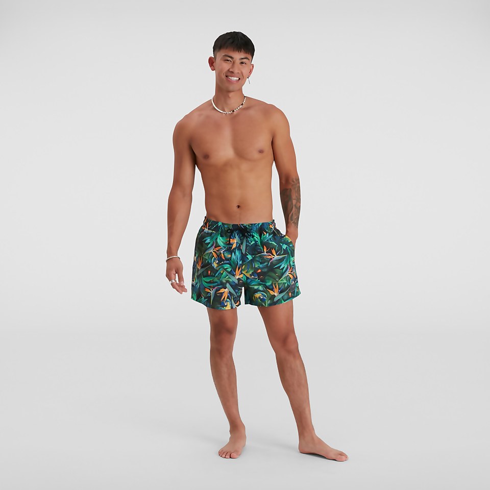 Herren Digital Printed Leisure 14" Badeshorts Schwarz/Grün