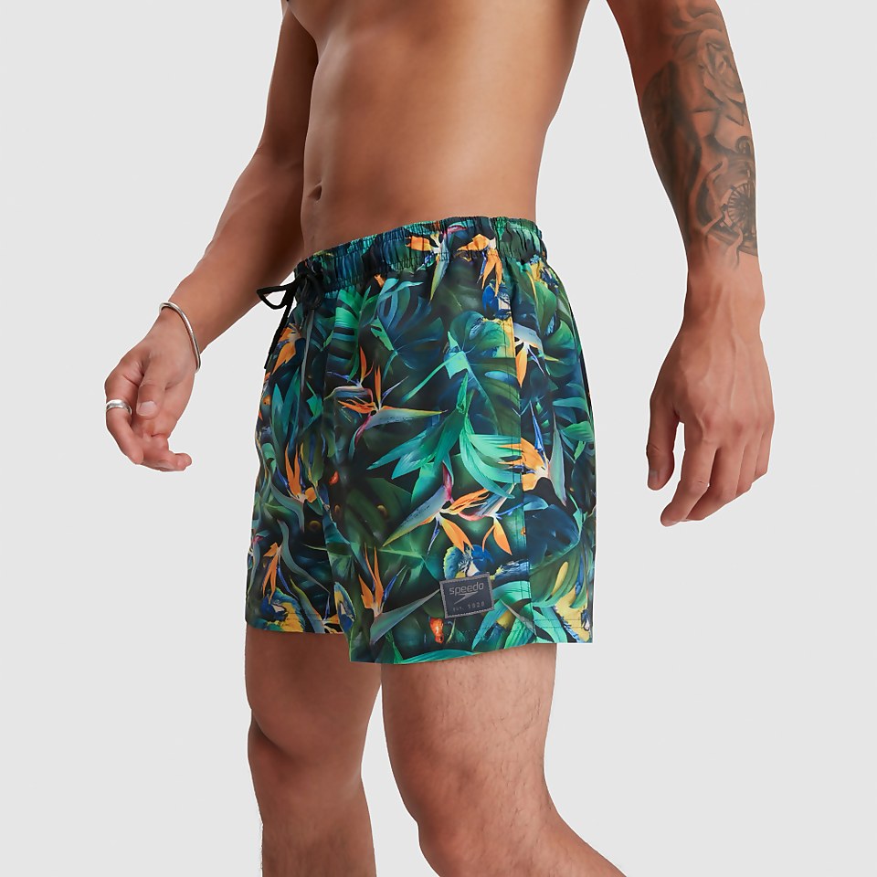 Herren Digital Printed Leisure 14" Badeshorts Schwarz/Grün