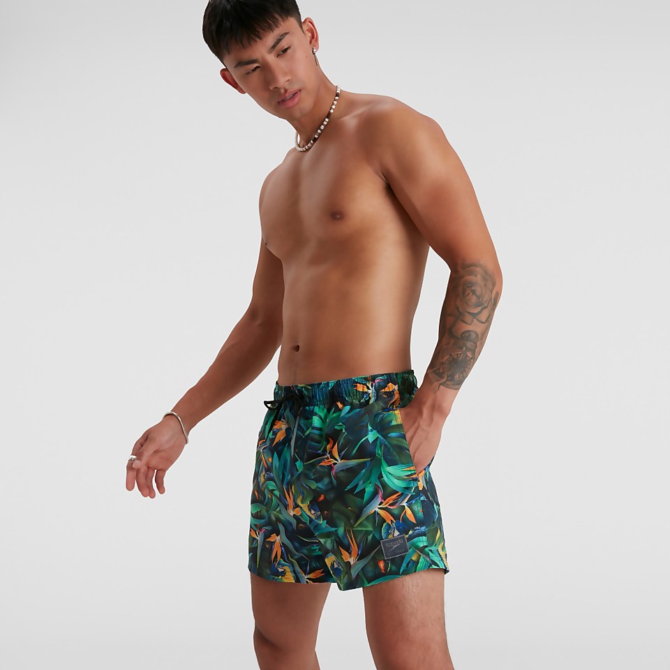 Herren Digital Printed Leisure 14" Badeshorts Schwarz/Grün