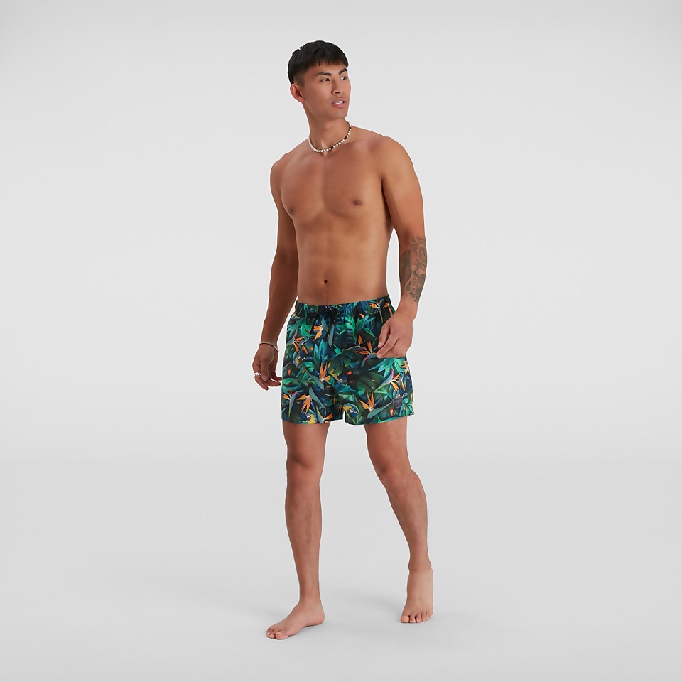 Herren Digital Printed Leisure 14" Badeshorts Schwarz/Grün