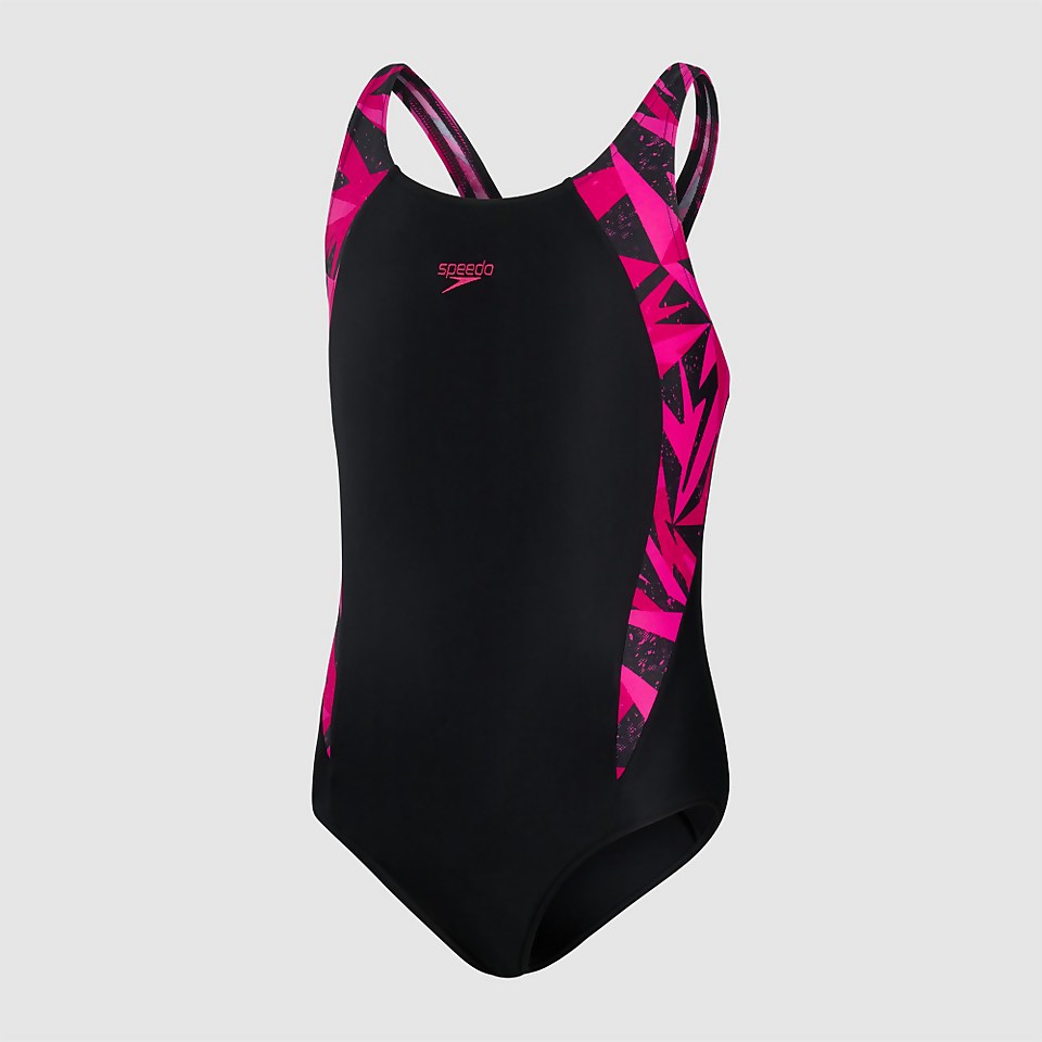 Girls' Hyperboom Splice Muscleback Swimsuit Black/Pink