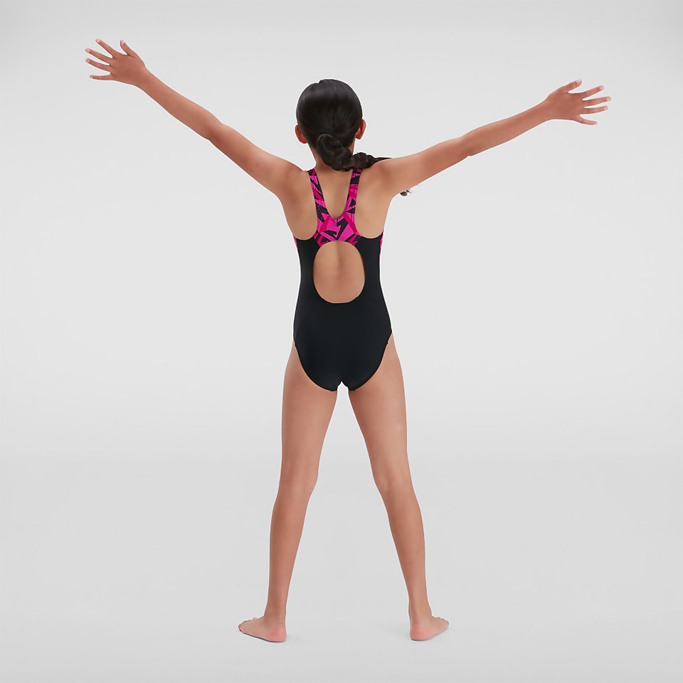 Girls' Hyperboom Splice Muscleback Swimsuit Black/Pink