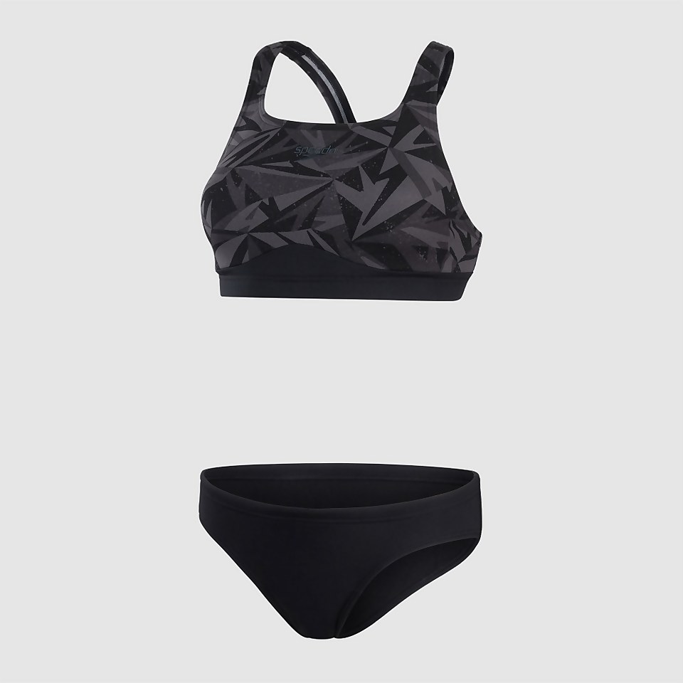 Damen Hyperboom Racerback Bikini Schwarz/Grau