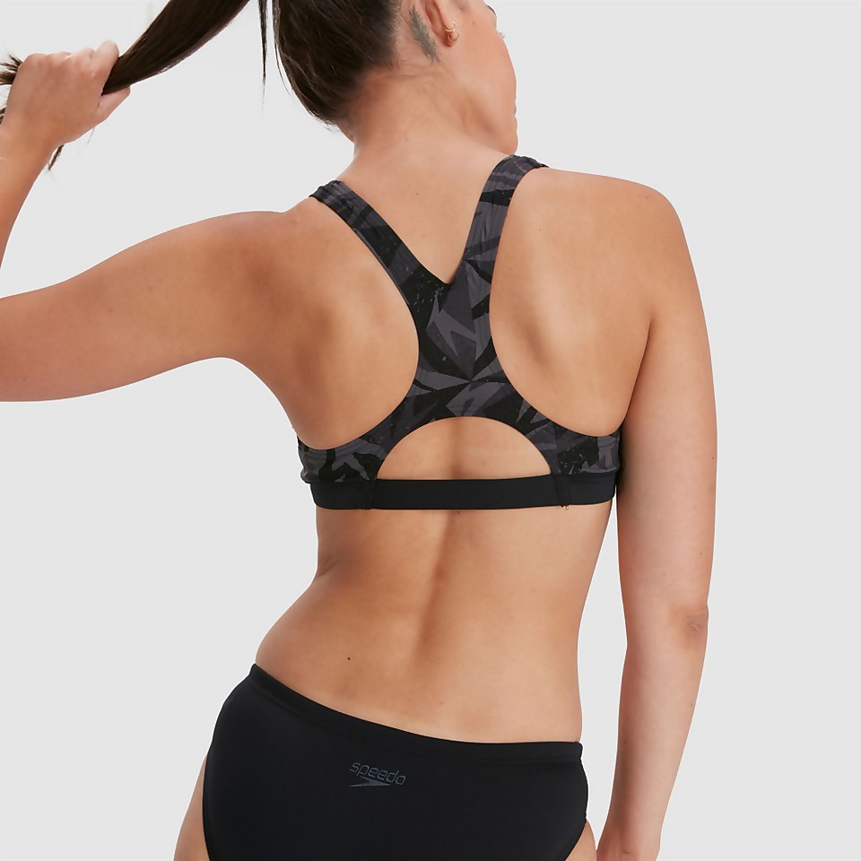 Damen Hyperboom Racerback Bikini Schwarz/Grau