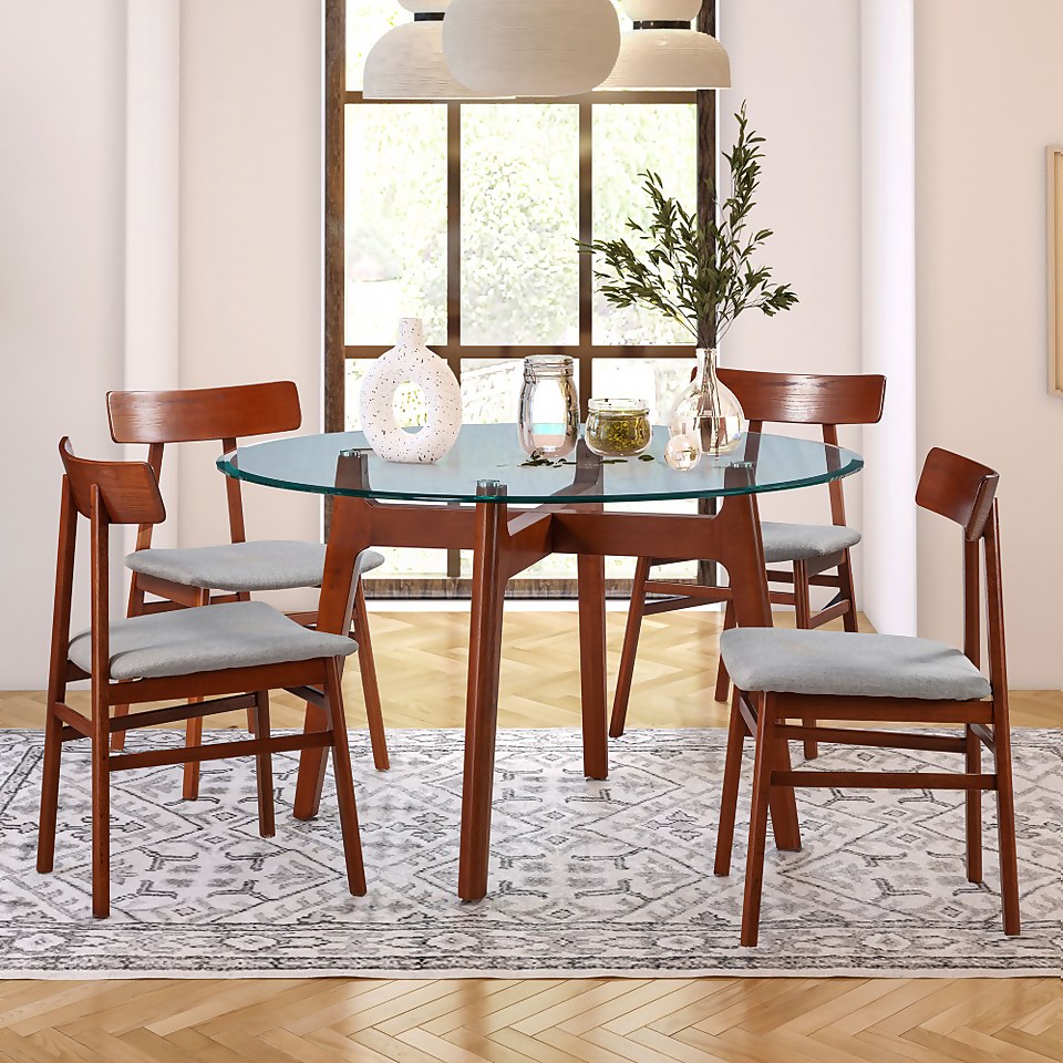 Baxter Glass & Oak Round Dining Table