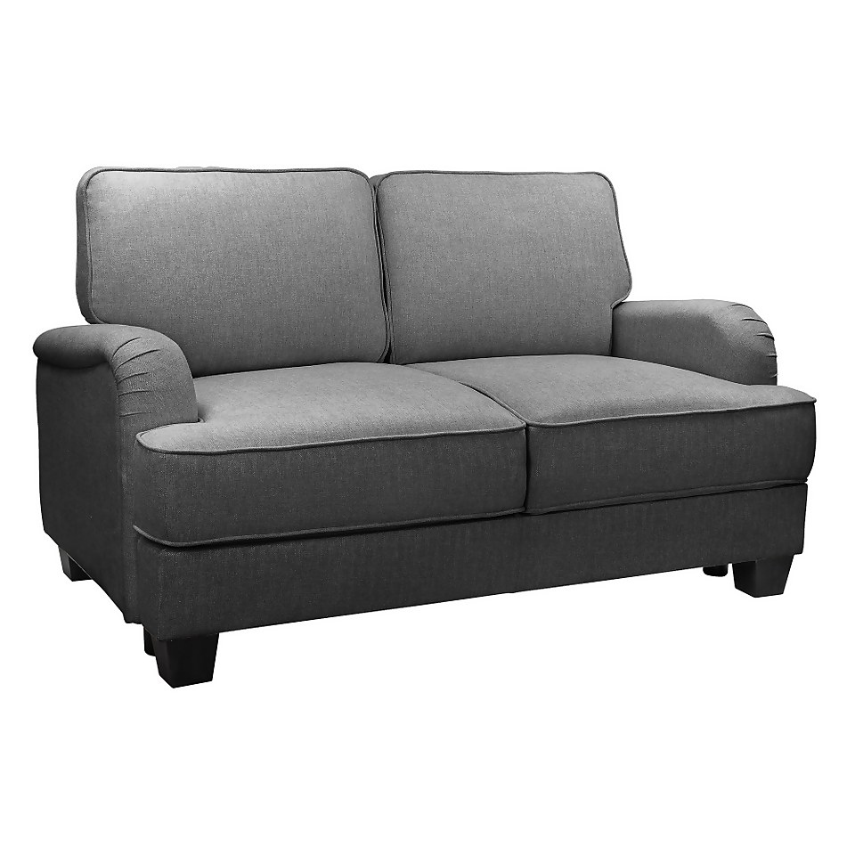 Dora Fabric 2 Seater Sofa in a Box Charcoal Homebase