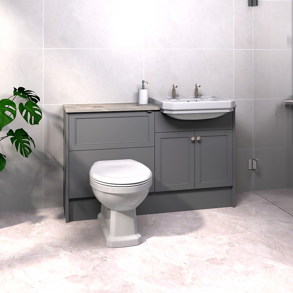 Bathstore Portfolio Fitted Bathroom Furniture (W)1240mm x (D)320mm  - Painted Classic Thistle Grey