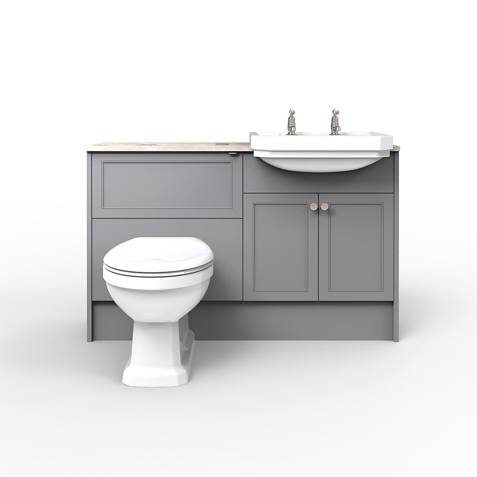 Bathstore Portfolio Fitted Bathroom Furniture (W)1240mm x (D)320mm  - Painted Classic Thistle Grey
