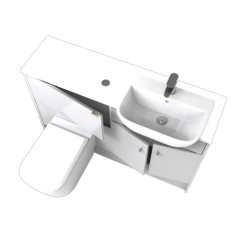 Bathstore Portfolio Fitted Bathroom Furniture (W)1240mm x (D)320mm  - Gloss Light Grey