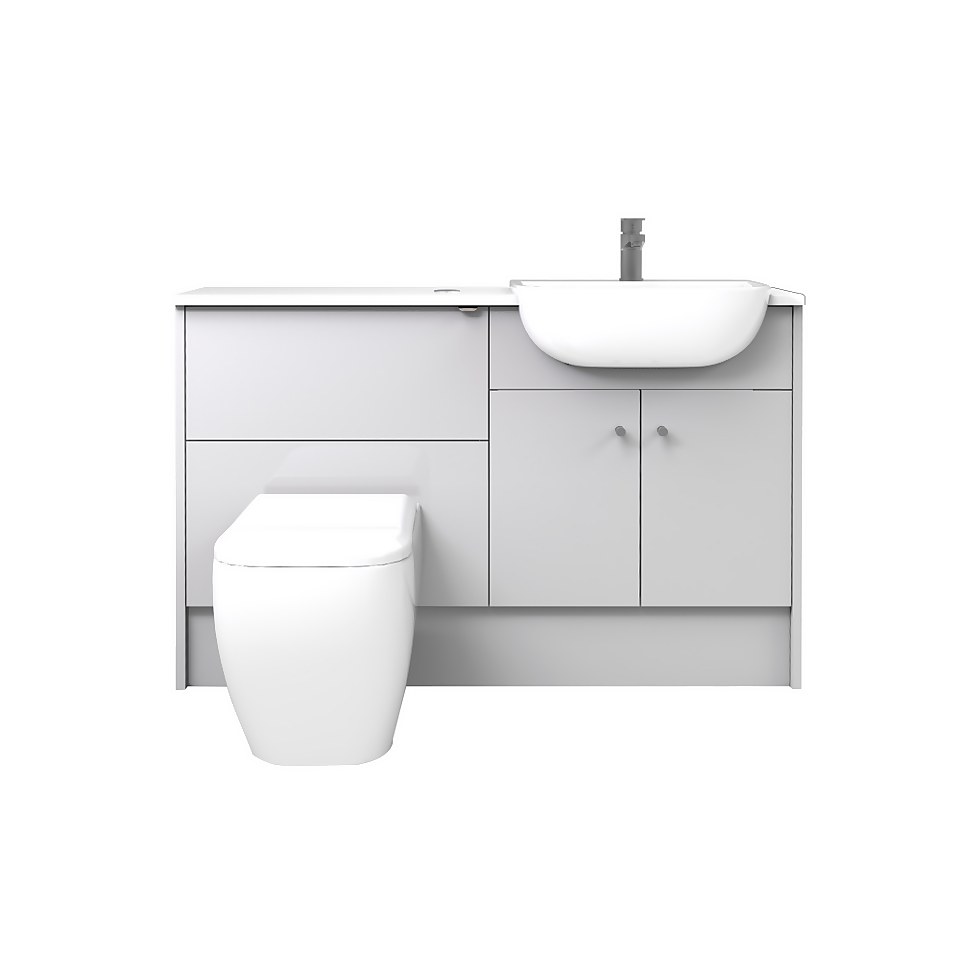 Bathstore Portfolio Fitted Bathroom Furniture (W)1240mm x (D)320mm  - Gloss Light Grey