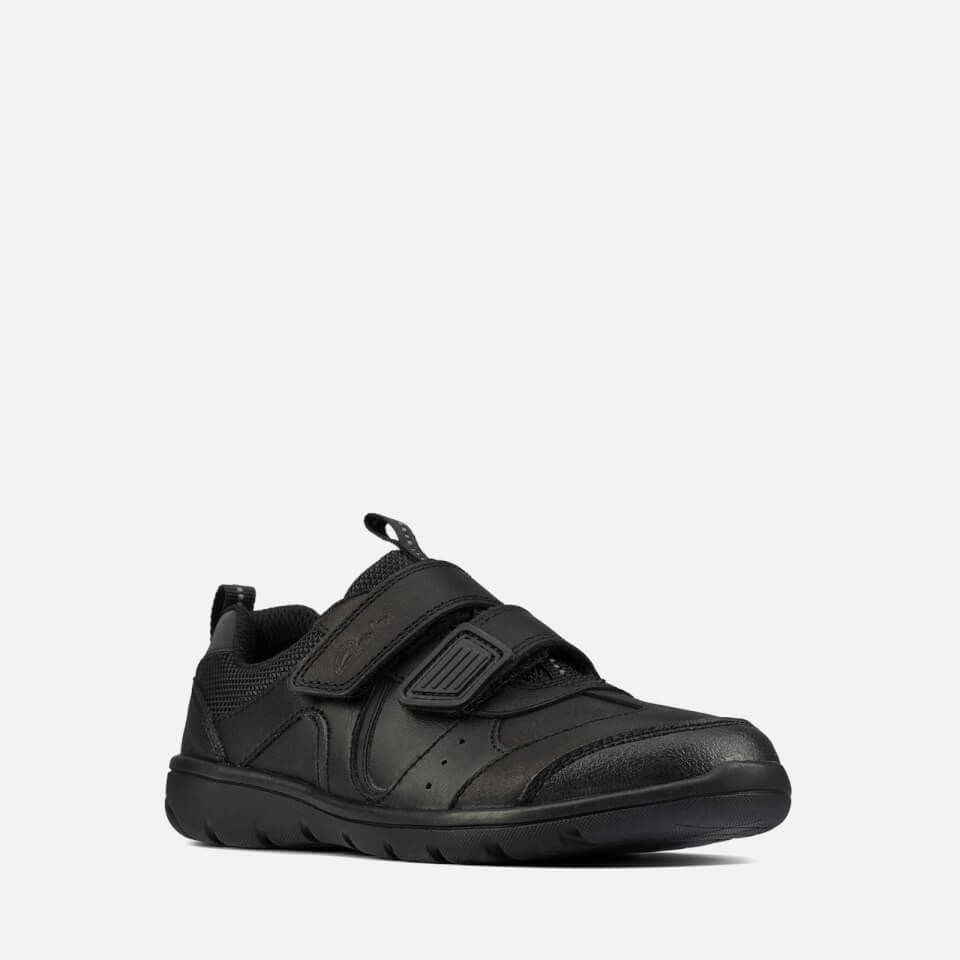 Clarks Kids Scooter Run School Shoes Black Leather Allsole