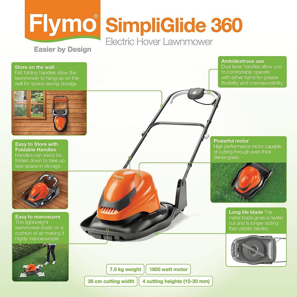 Flymo SimpliGlide 360 Corded Hover Lawnmower - 1800W
