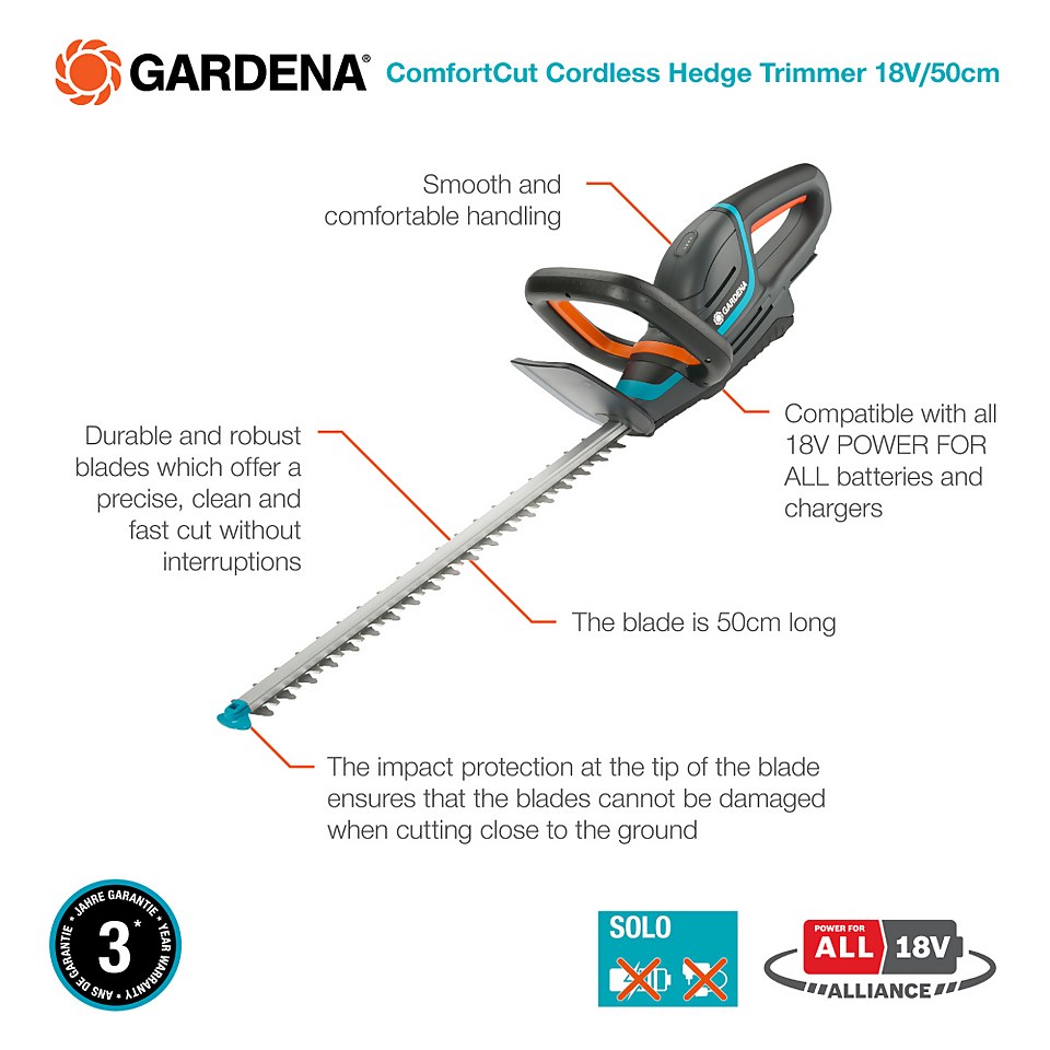 GARDENA ComfortCut Cordless 18V 50 Hedge Trimmer