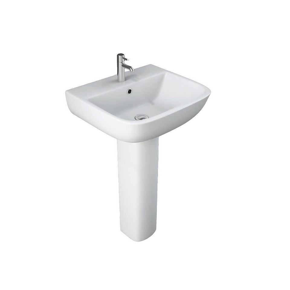 Bathstore Cedar 520mm White Basin and Pedestal