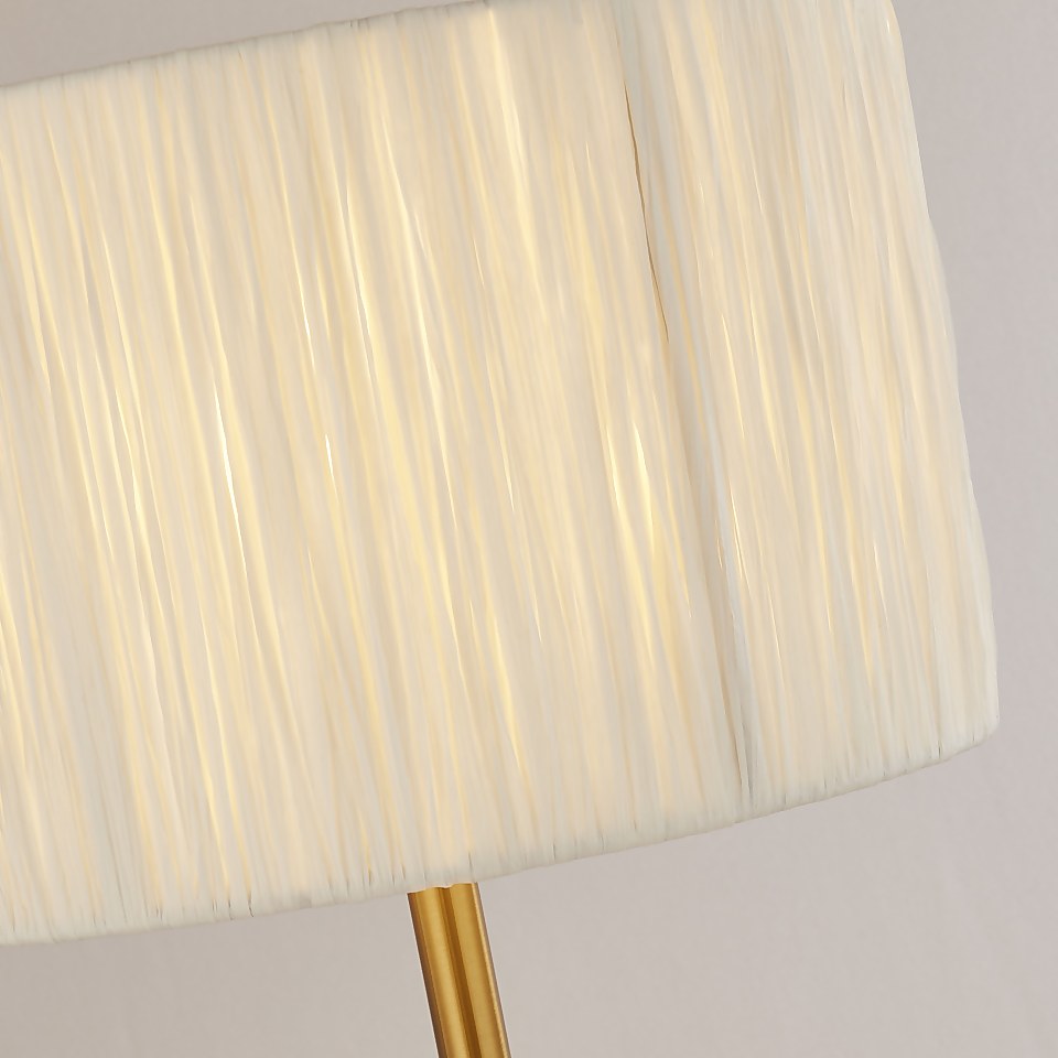 Raffia Table Lamp - White & Gold