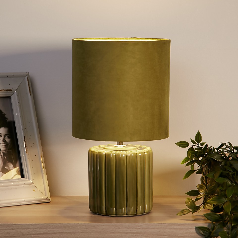 Phoebe Ceramic Table Lamp - Olive