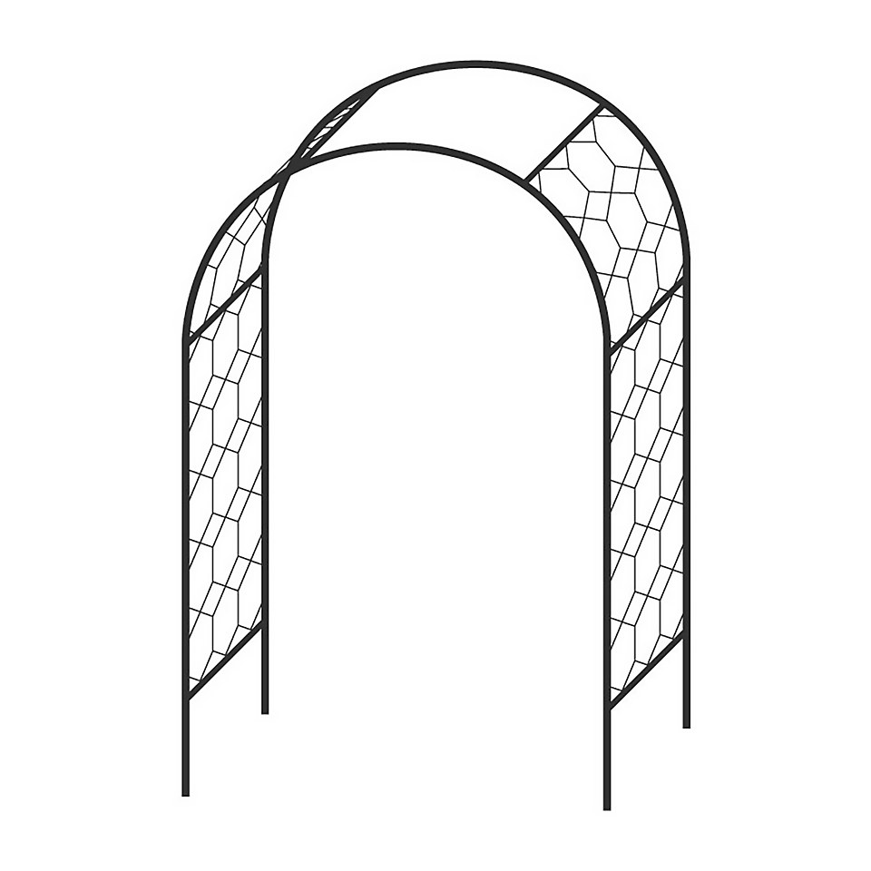 Agriframes Round Garden Arch - (H)2.3 x (W)1.5 x (D)0.45 m - Black