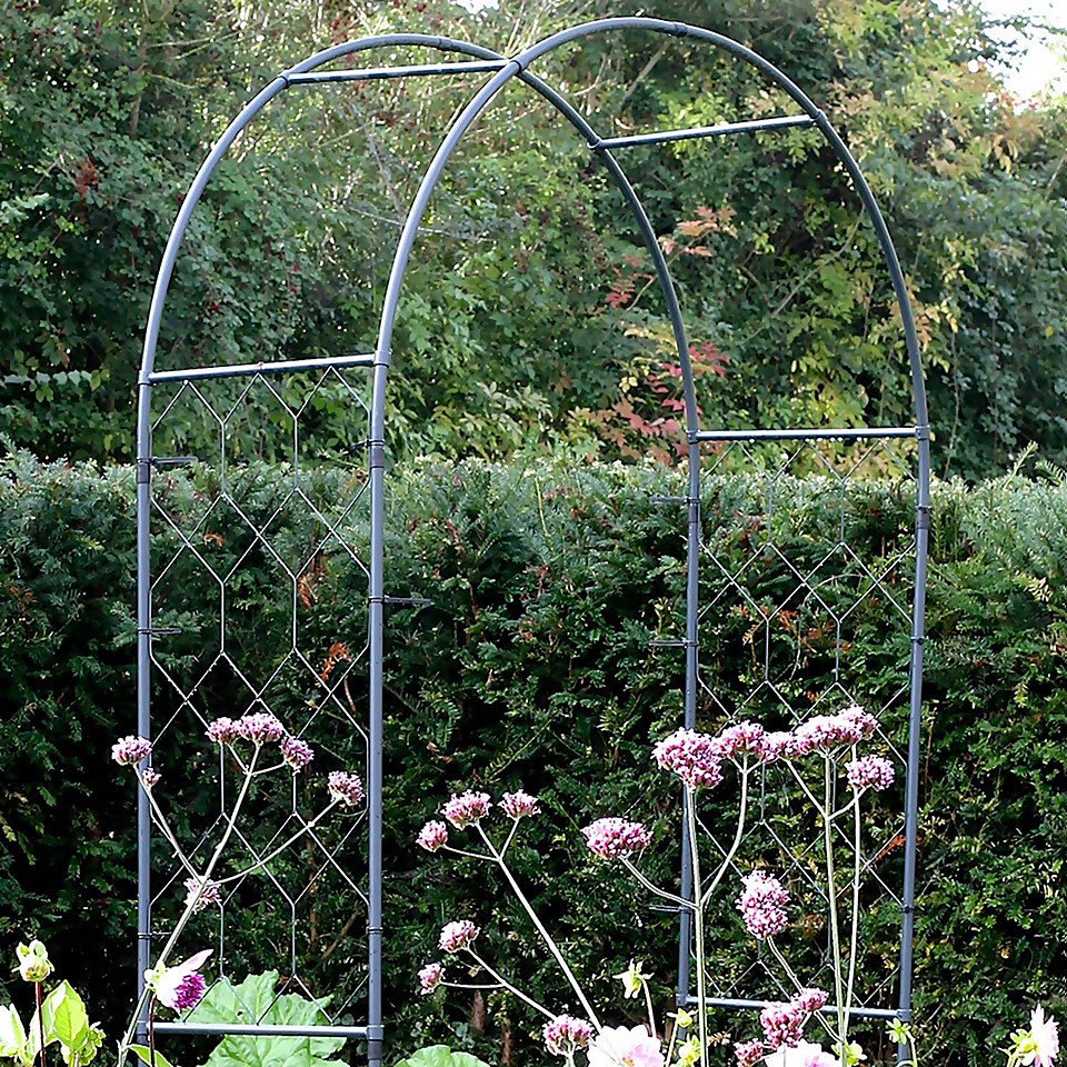 Agriframes Round Garden Arch - (H)2.3 x (W)1.5 x (D)0.45 m - Black