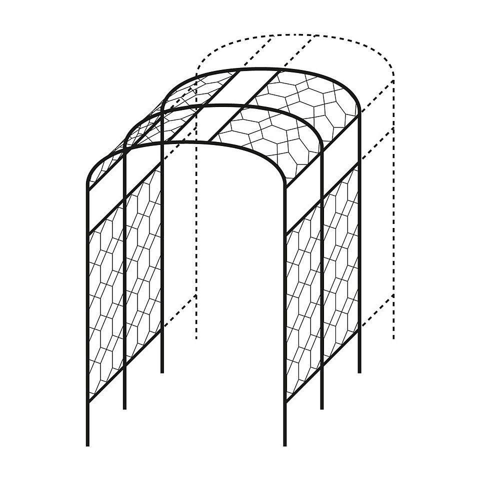 Agriframes Monet Arched Pergola Extension - (H)2.3 x (W)1.5 x (D)0.75 m - Black