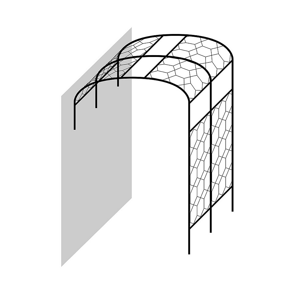 Agriframes Wall Pergola Base - (H)2.4 x (W)2.1 x (D)1.5 m - Black
