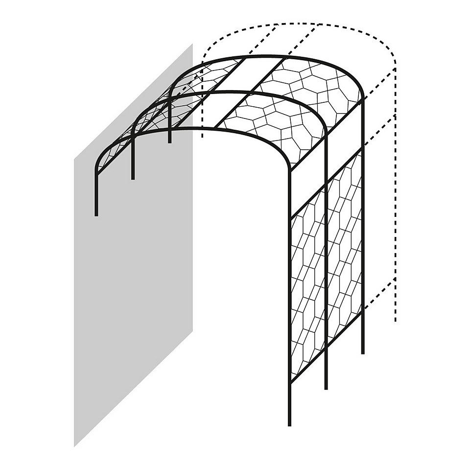 Agriframes Wall Pergola Extension - (H)2.26 x (W)2.1 x (D)0.45 m  - Black