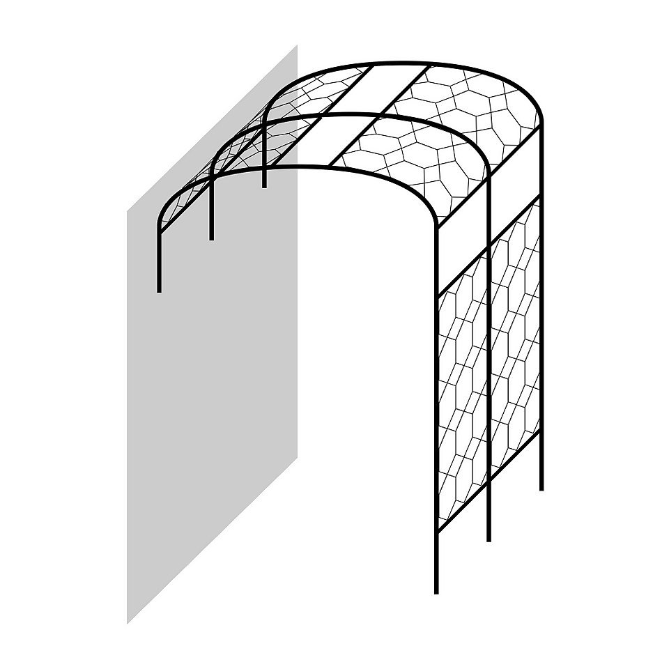 Agriframes Wall Pergola Base - (H)2.26 x (W)2.4 x (D)1.5 m - Black