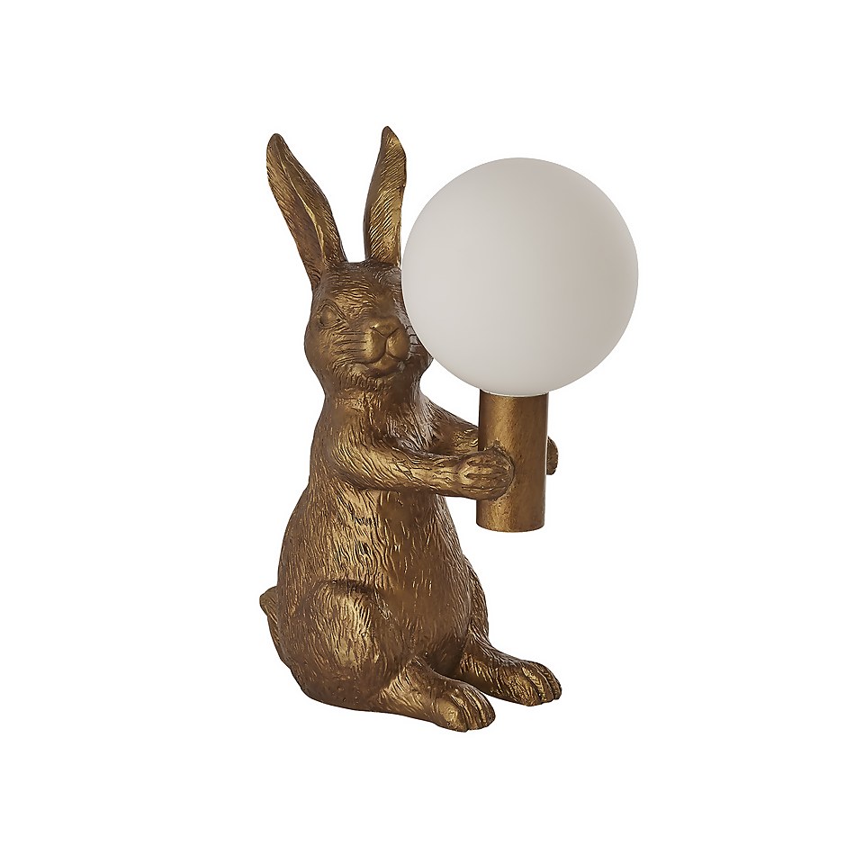 Rabbit Table Lamp - Gold & Glass