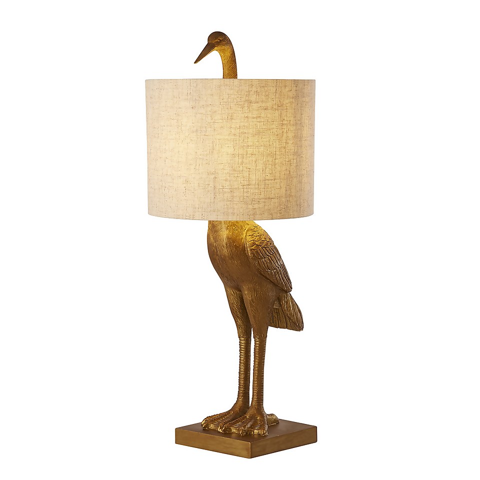 Crane Table Lamp - Gold & Oatmeal