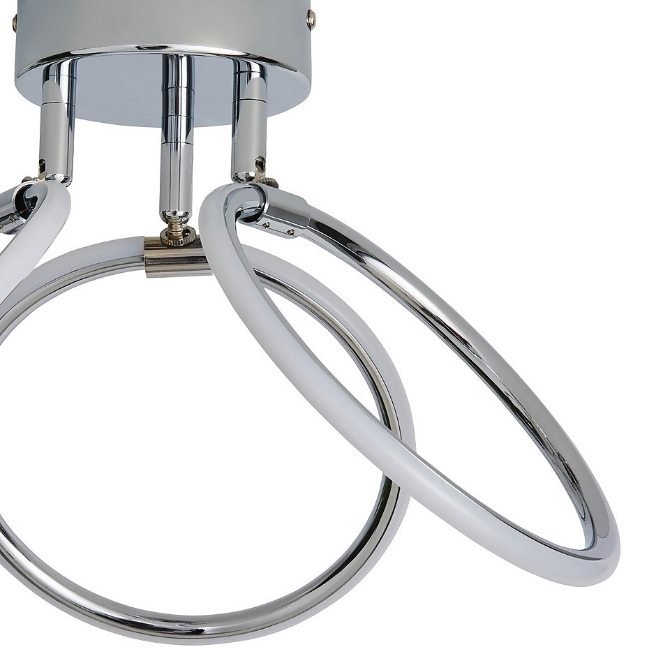 Hudson 3 Ring LED Semi Flush Ceiling Light - Chrome