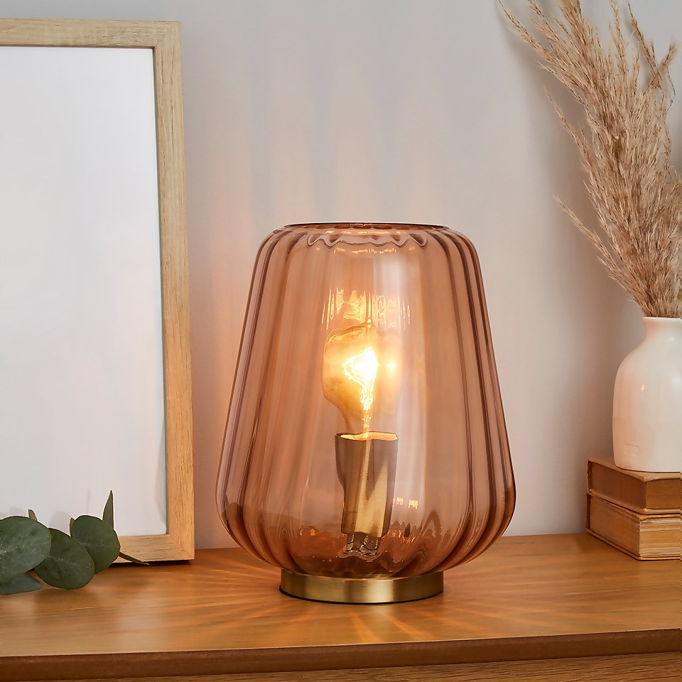 Adore Glass Table Lamp - Amber
