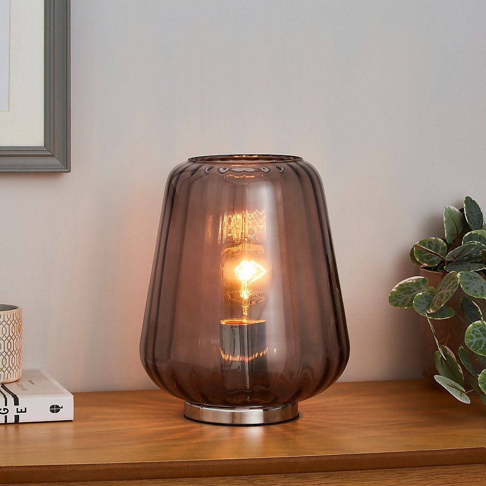 Adore Glass Table Lamp - Smoked