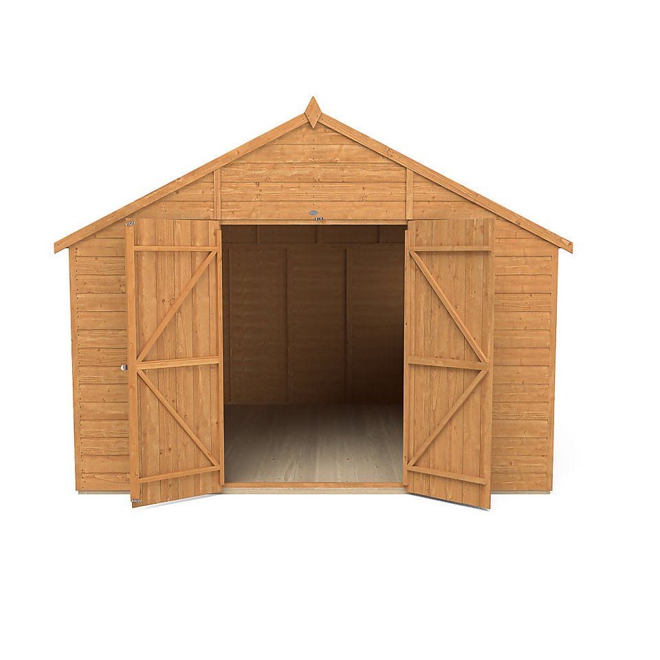 Shiplap Dip Treated 10x10ft Apex Shed - Double Door