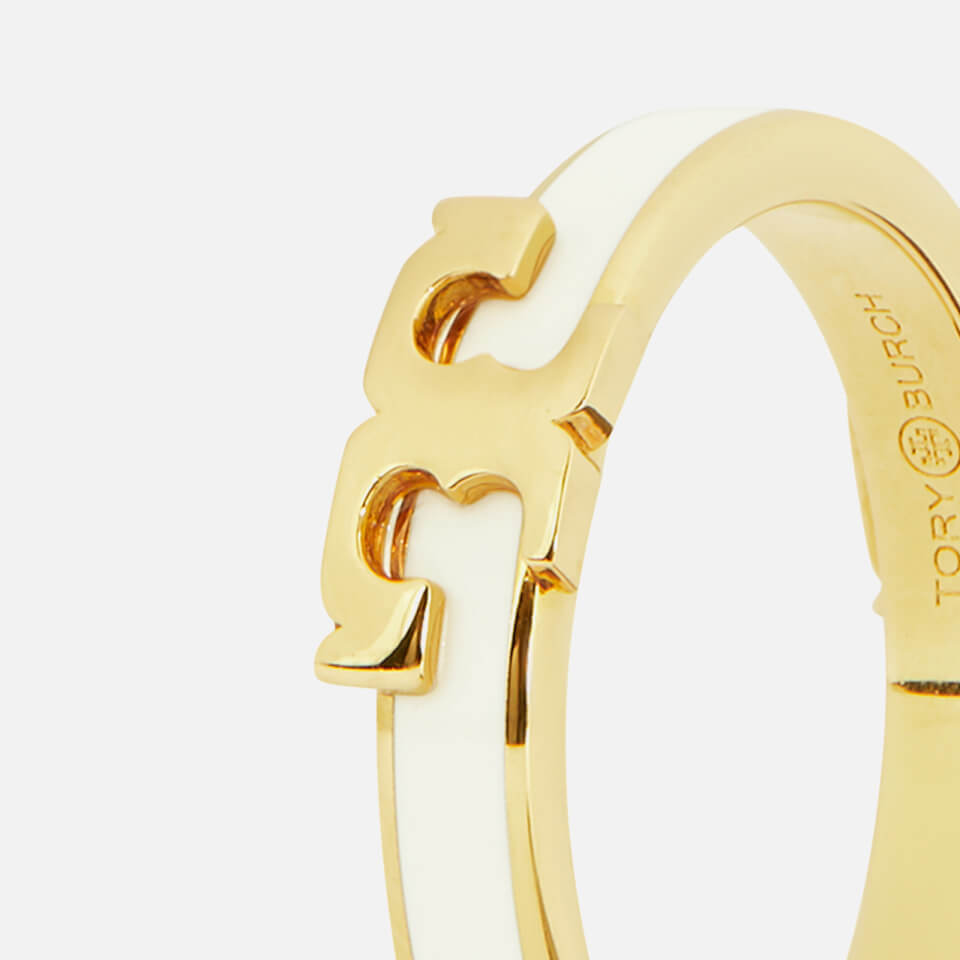 Tory Burch Women s Serif T Enamel Stackable Ring Tory Gold New Ivory
