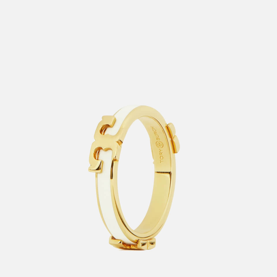Tory Burch Women's Serif-T Enamel Stackable Ring - Tory Gold/New Ivory