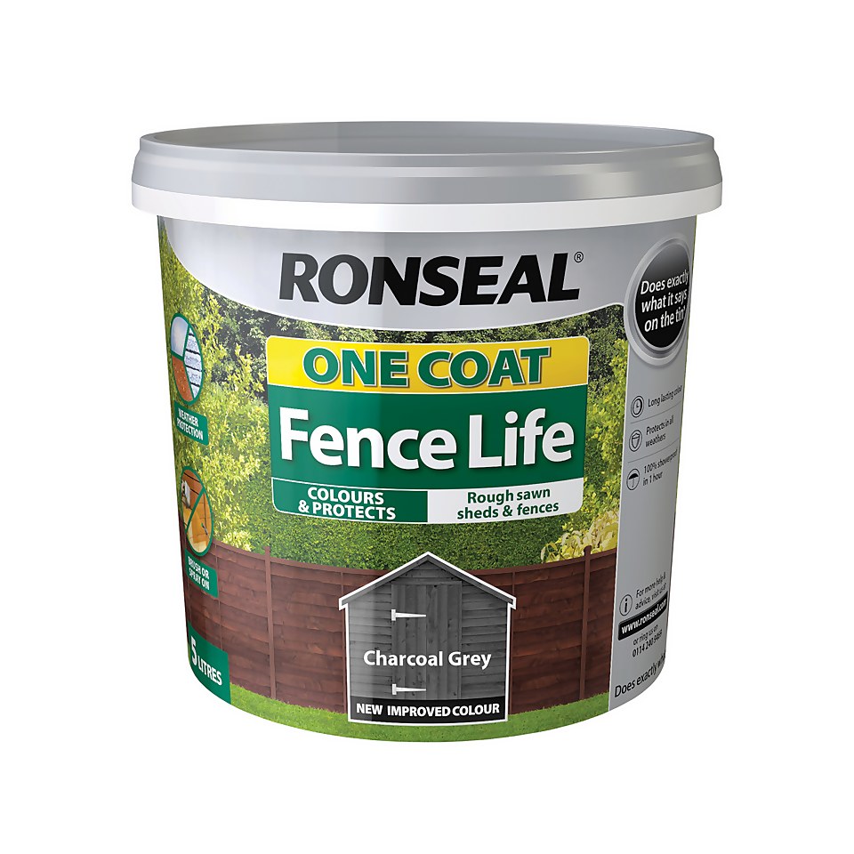 Ronseal One Coat Fence Life Charcoal Grey - 5L