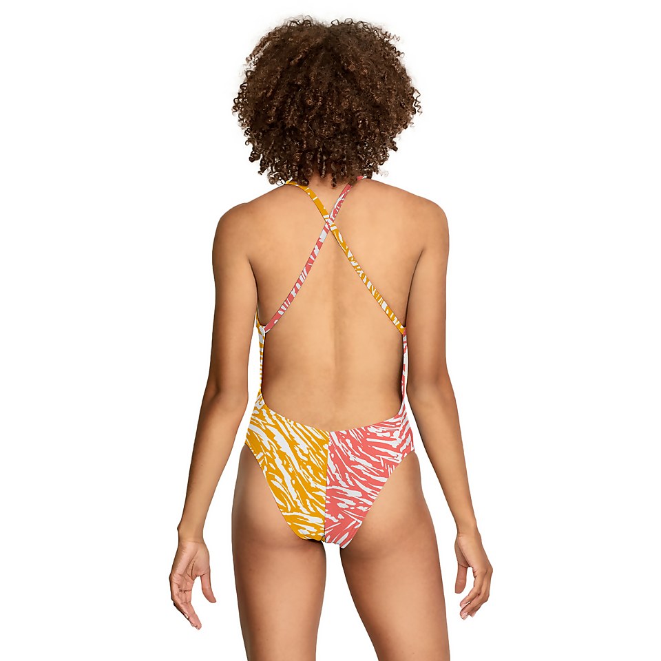 Women's Print Half Split One Piece Pink