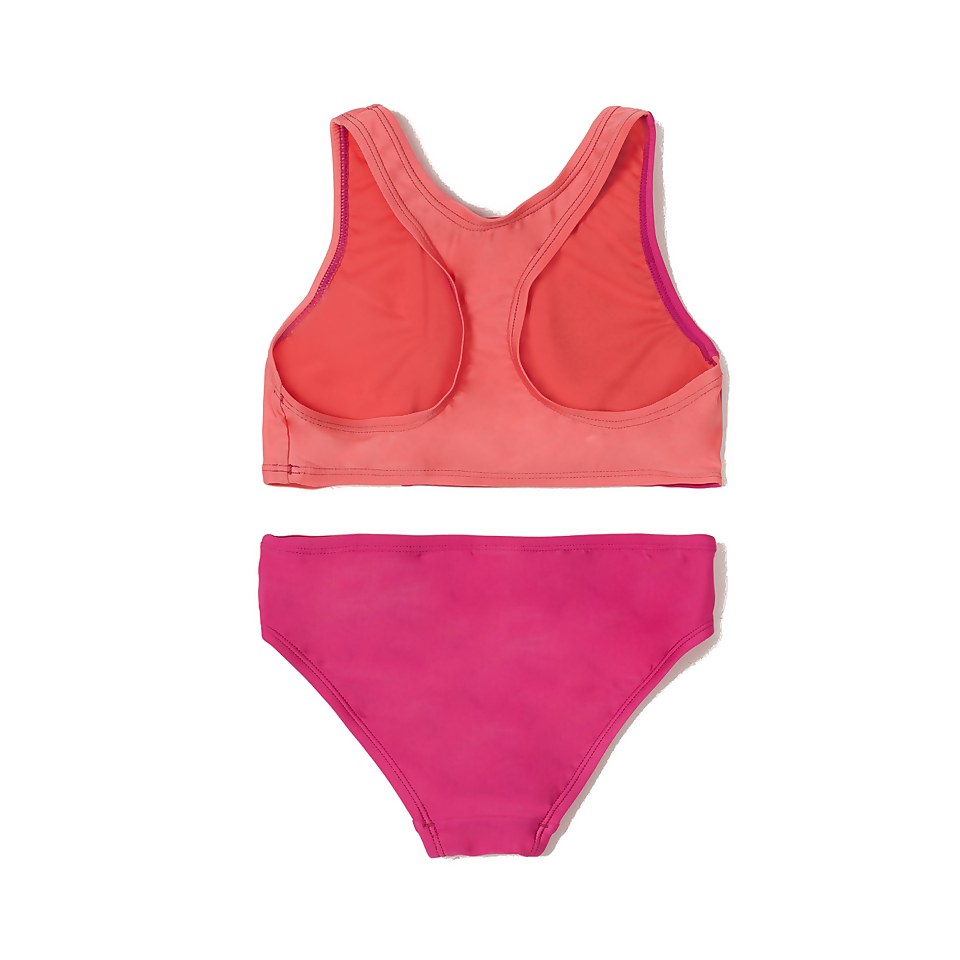 Girl's Solid Blocked Bikini Set Purple