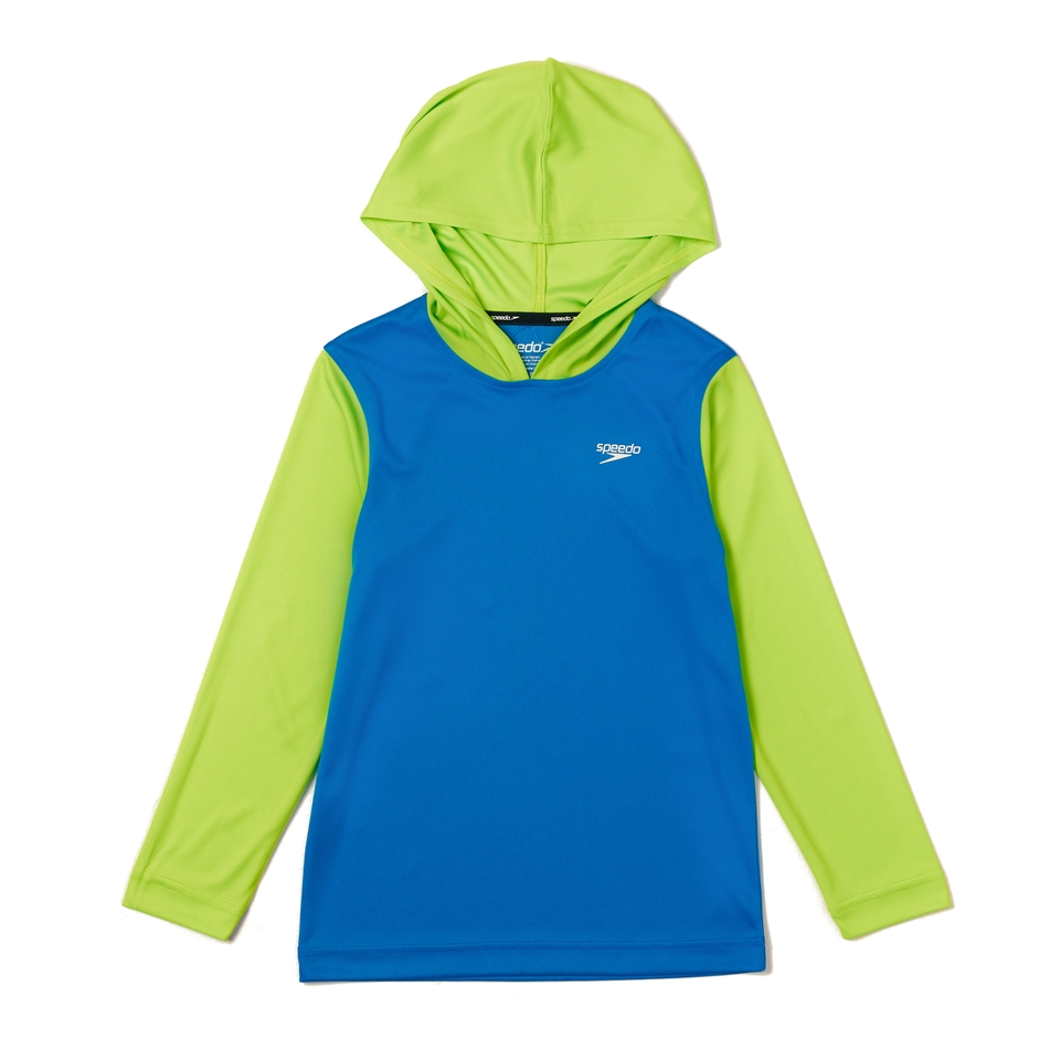 Maillot de bain à capuche et manches longues pour garçons, bleu